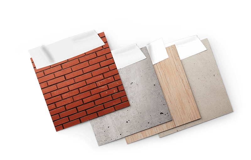 YellaTape™ sticks to brick, concrete, wood, stone, cardboard, and more!